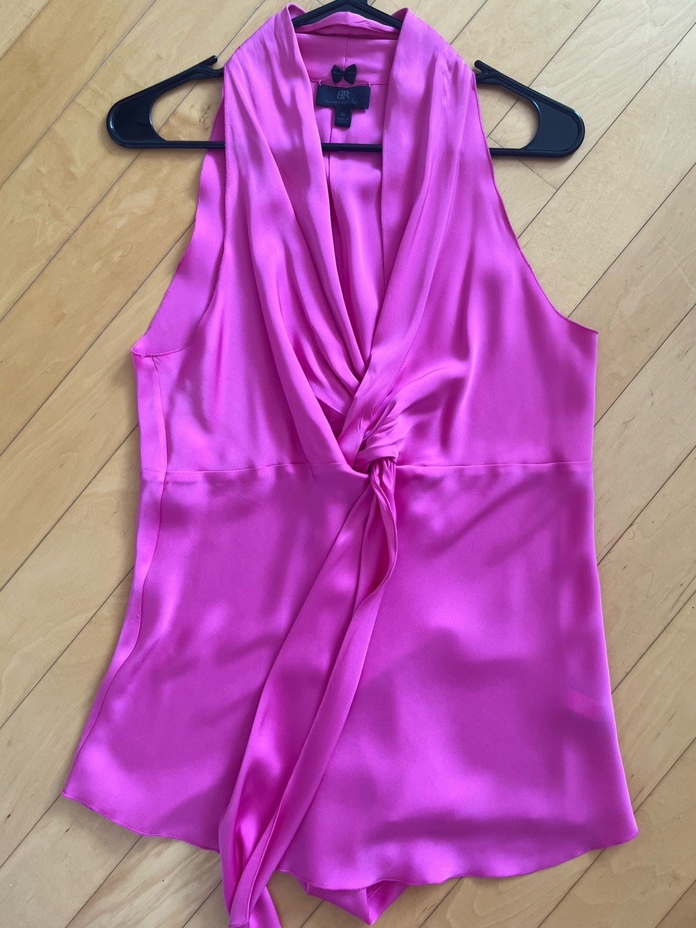 Banana Republic Fuchsia Satin Knot-Front Sleeveless Camisole